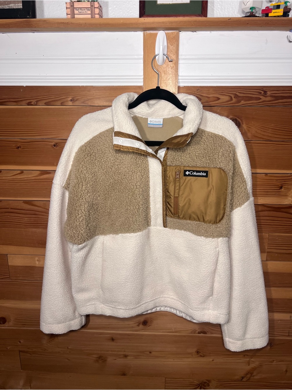 Columbia Womens L Cream & Tan Sheila Fleece Pullover Jacket
